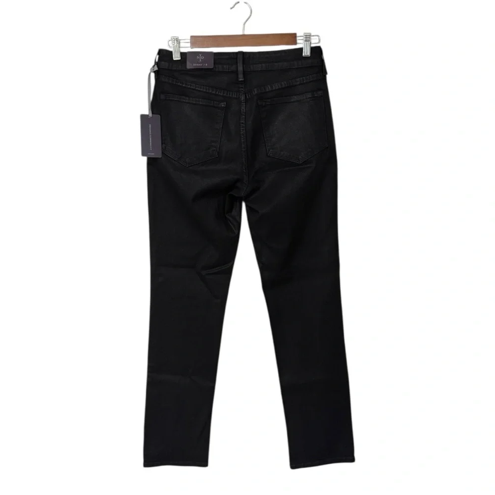 NYDJ | NWT Sheri Slim Straight Coated Jeans in Black, Size 8 - Picture 5 of 11